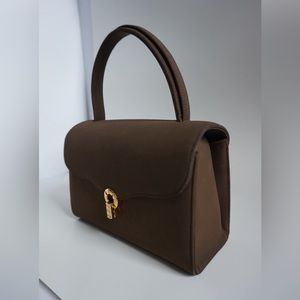 CORET Vintage Faux Suede Brown Bucket Purse